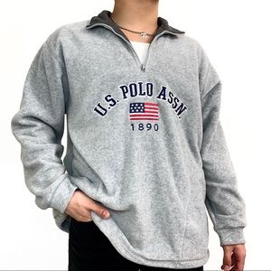 Gray U.S. Polo Assn. Fleece Half-Zip Jacket
